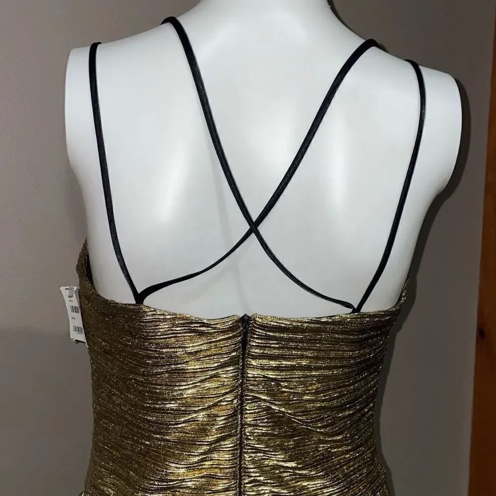 Frederick’s of Hollywood Gold Foil Mini Dress Small - Picture 3 of 7